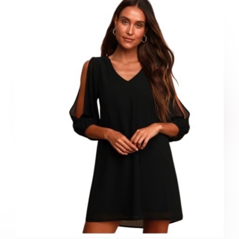 Lulu’s Black Split Sleeve Tunic Formal Party Evening Dress